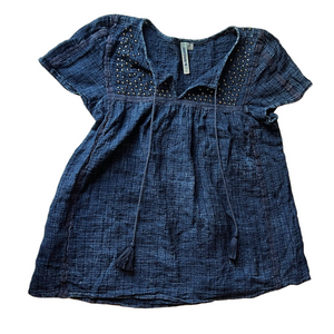 Americanino Blue Short-Sleeve Top with Studded Detail